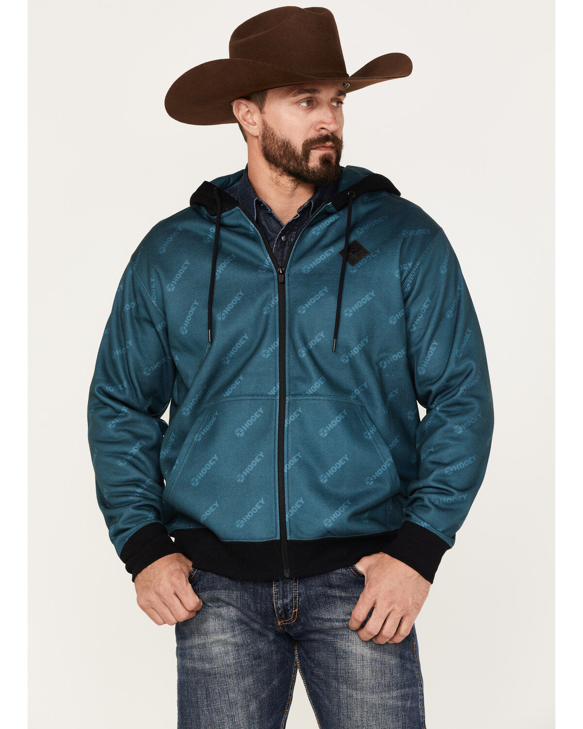 Men's Hooey Butte Monogram Logo Full-Zip Hooded Jacket