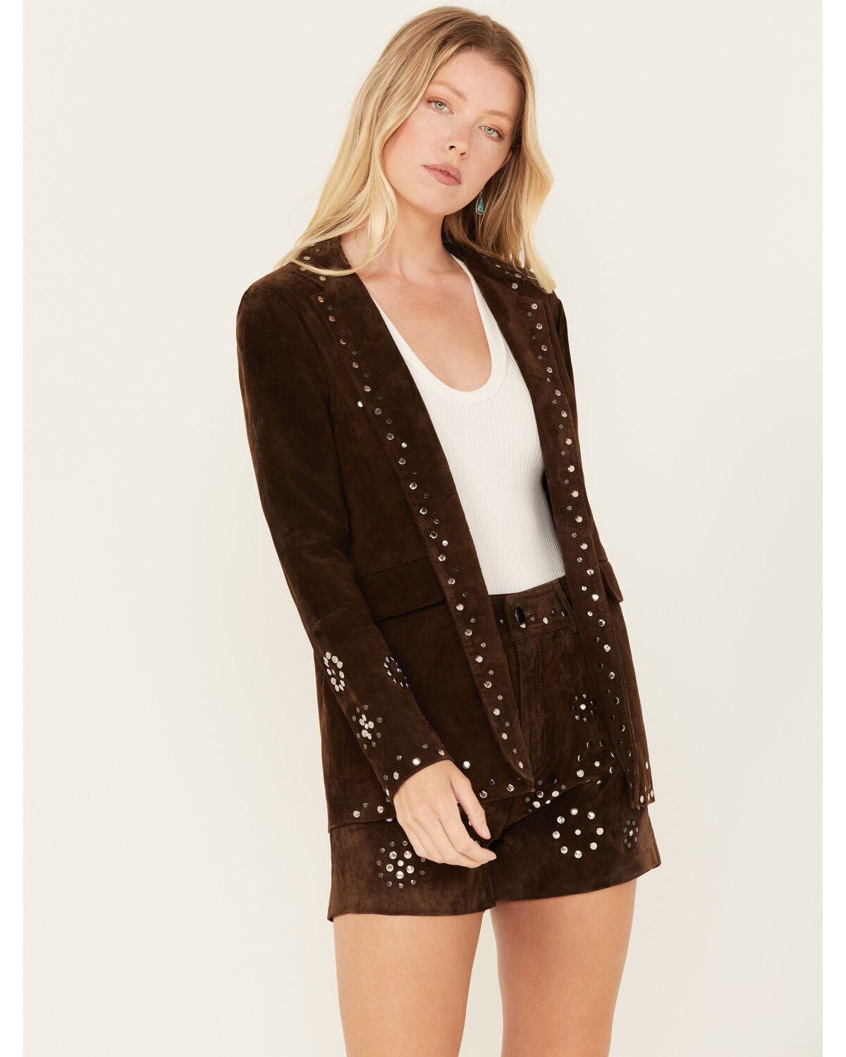 Women's Driftwood Suede Studded Blazer