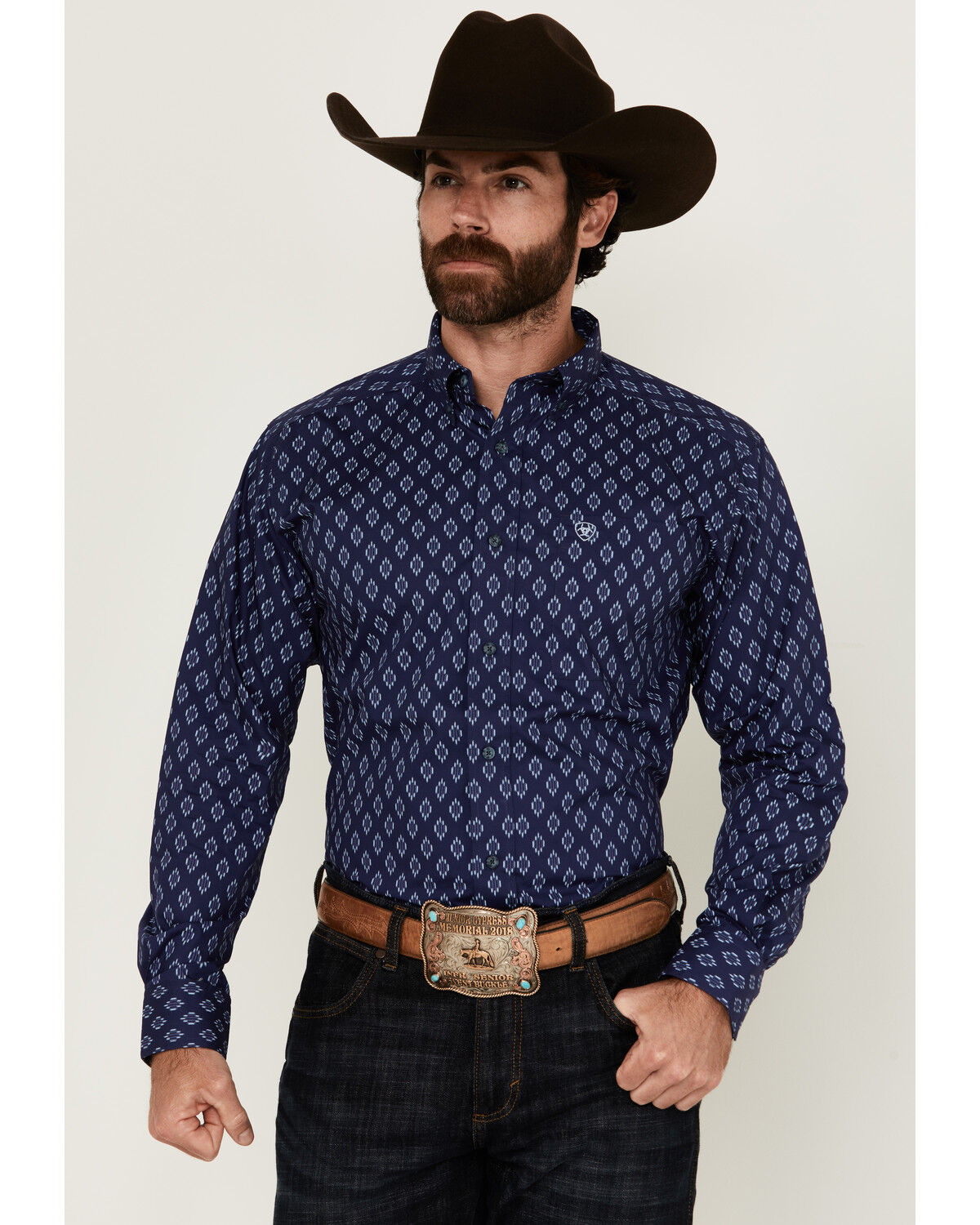 Men's Ariat Cade Medallion Print Long Sleeve Button-Down Western Shirt
