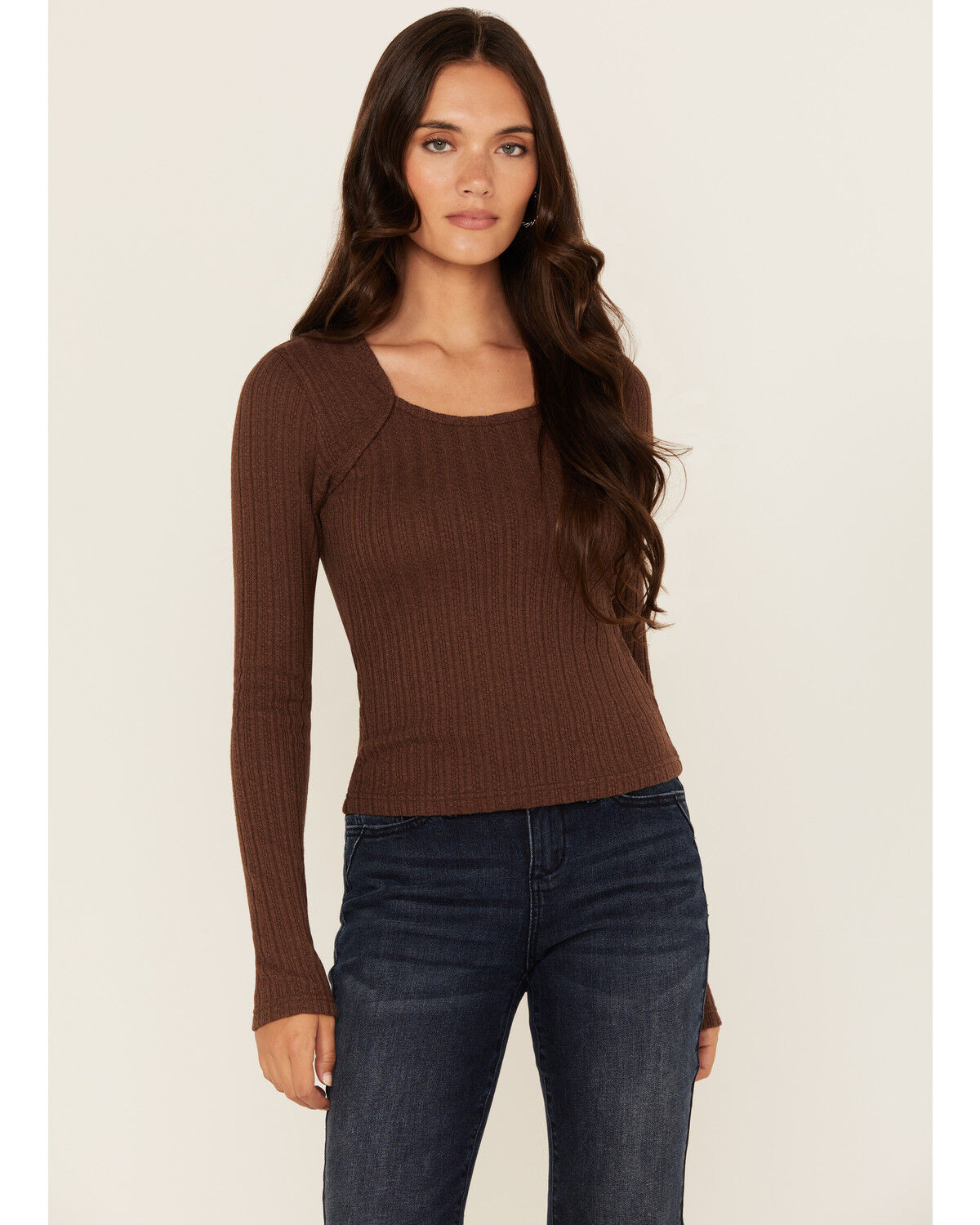 Women's Shyanne Solid Ribbed Long Sleeve Shirt