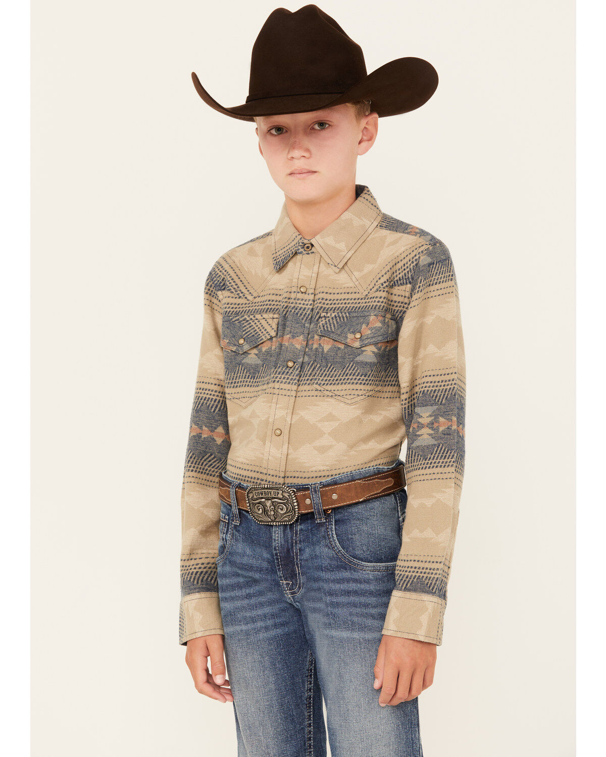 Boys' Cody James Arrow Bear Long Sleeve Snap Flannel