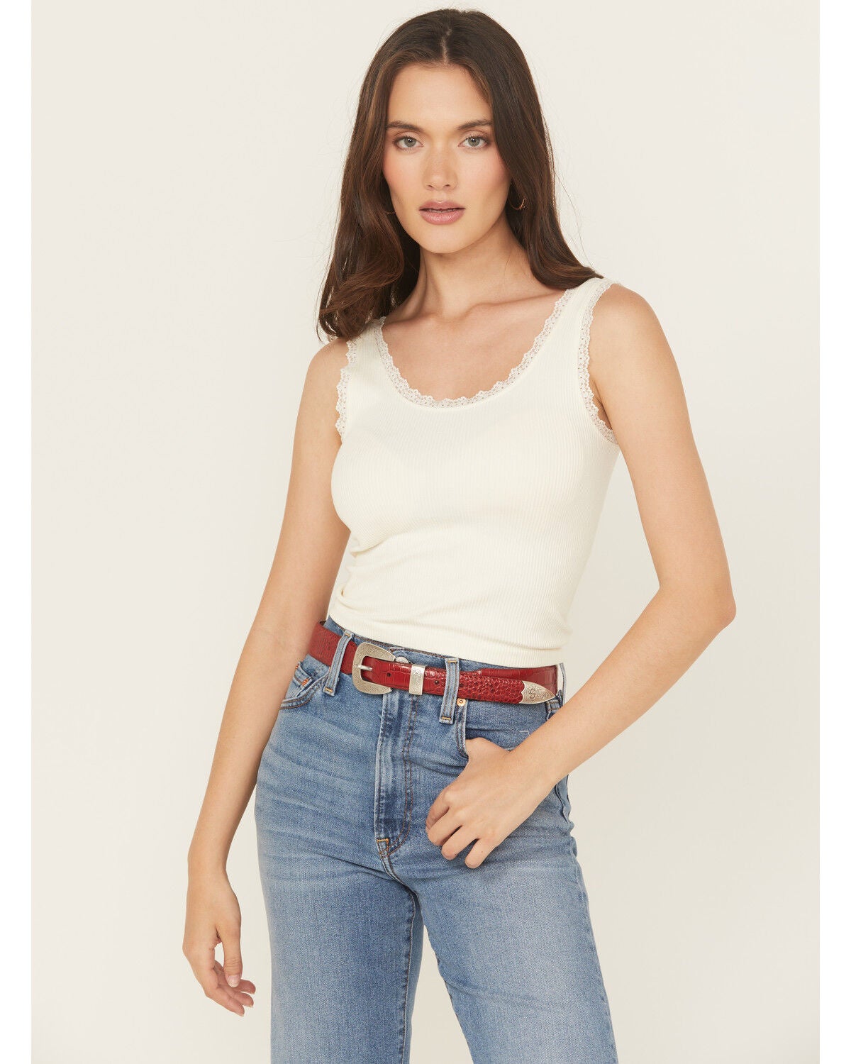 Women's Stetson Crocodile Print Tapered Belt