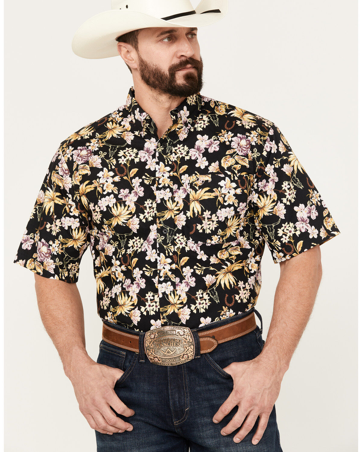 Men's Ariat Dex Classic Fit Floral Print Short Sleeve Button-Down West