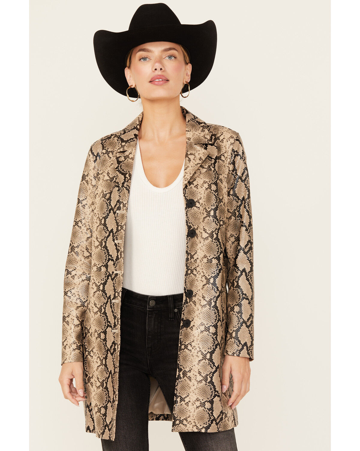 Women's BLANKNYC Snake Print Faux Leather Coat