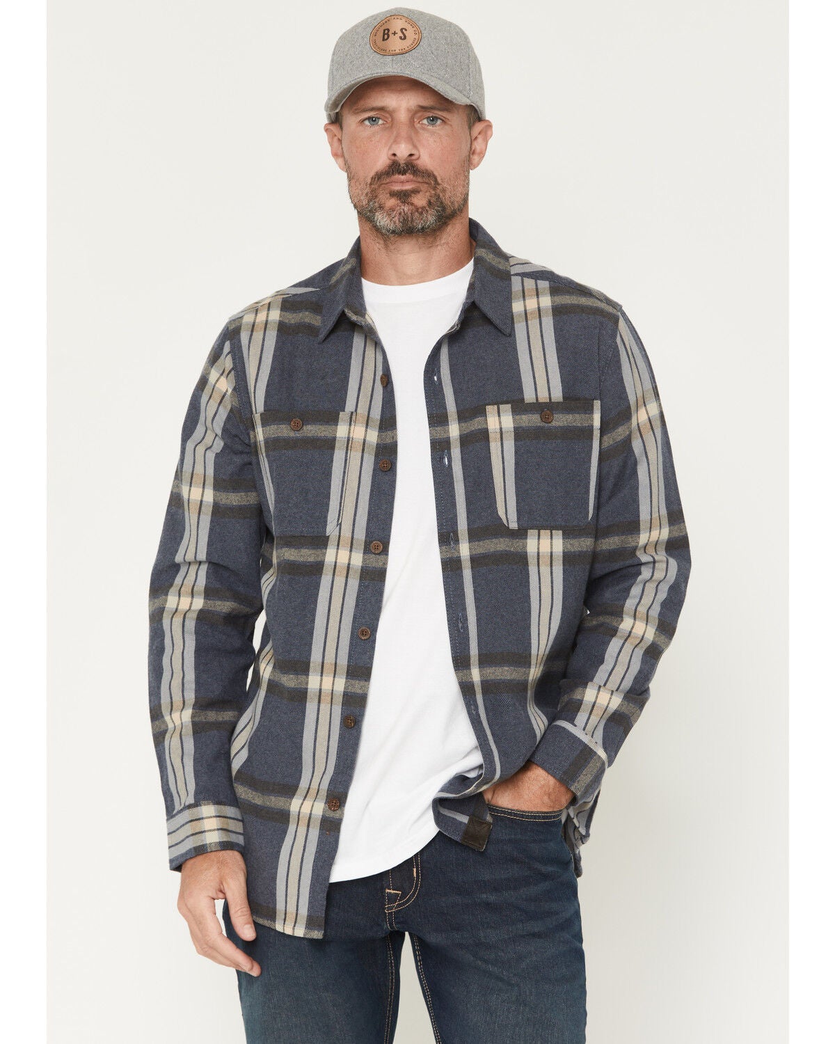 Men's Dakota Grizzly Grant Plaid Print Long Sleeve Button-Down Flannel
