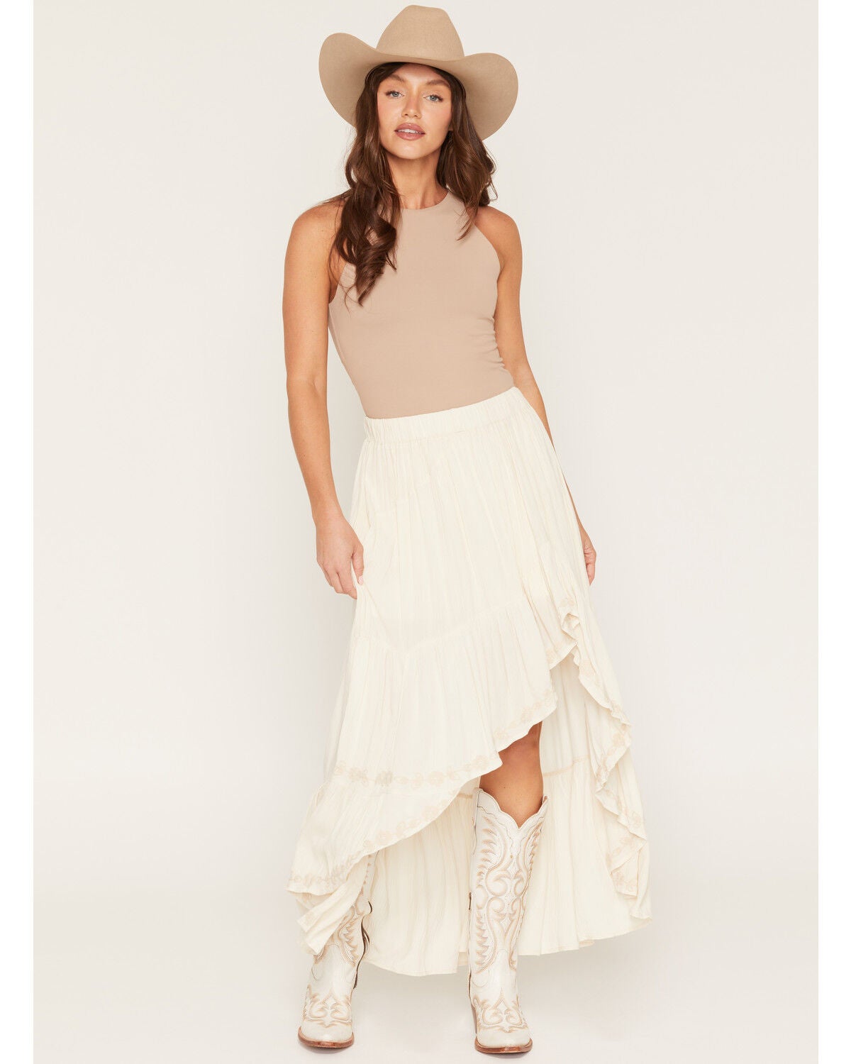 Women's Shyanne Hattie Embroidered High-Low Hem Midi Skirt