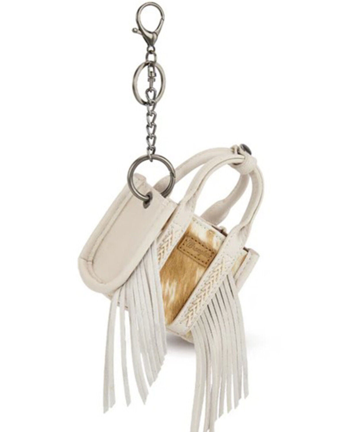 Wrangler Cowhide Mini Fringe Tote Keychain