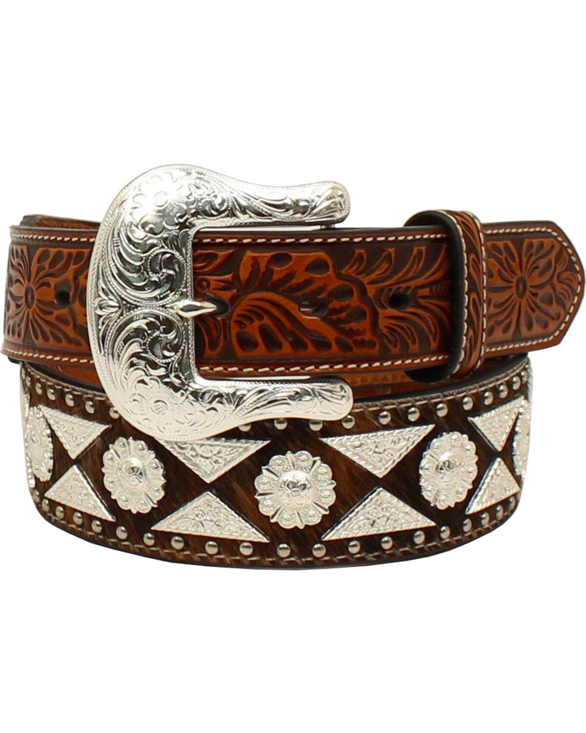 Men's Ariat Leather Diamond Concho Western Belt