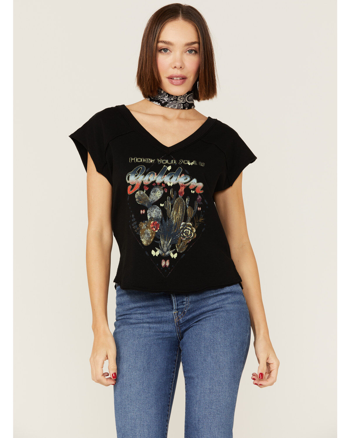 Women's Shyanne Honey Your Soul Is Golden Cactus Graphic Tee
