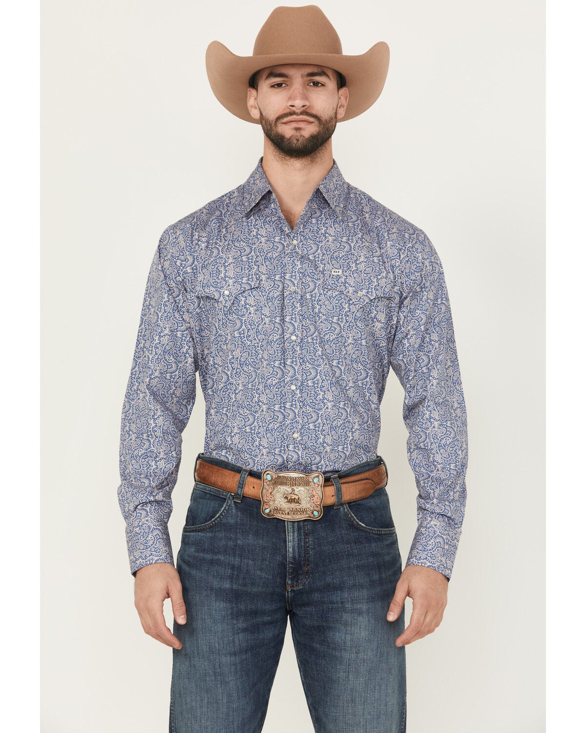 Men's Ely Walker Paisley Print Long Sleeve Pearl Snap Western Shirt