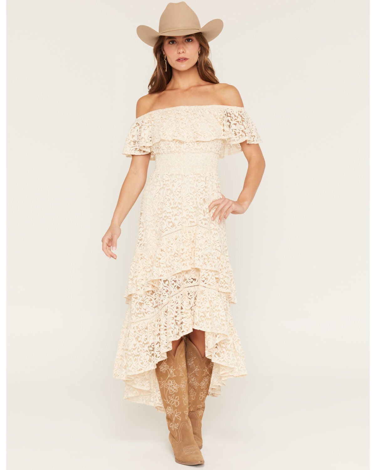 Women's Shyanne Off The Shoulder Lace Midi Dress