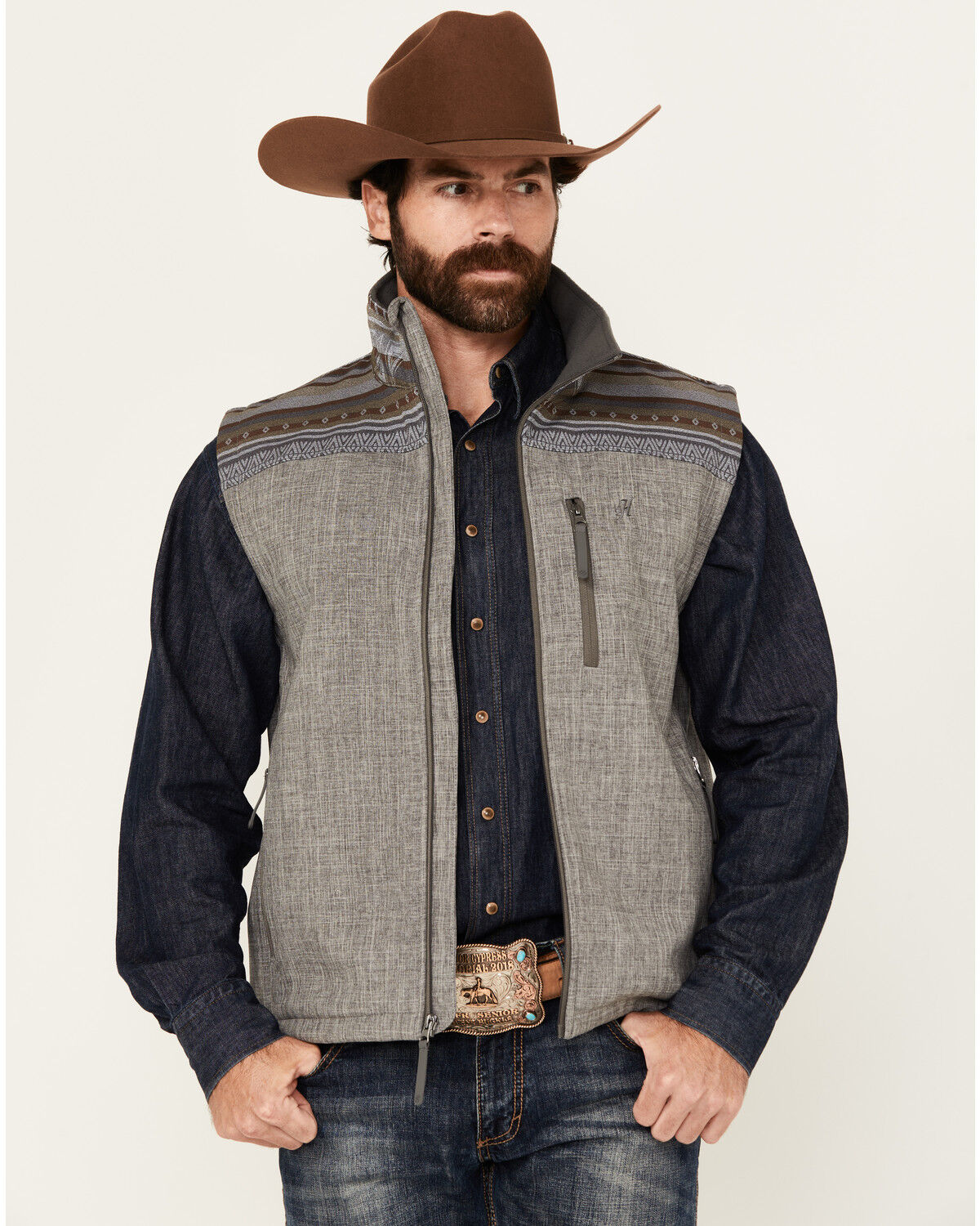 Men's Hooey Southwestern Print Yoke Softshell Vest