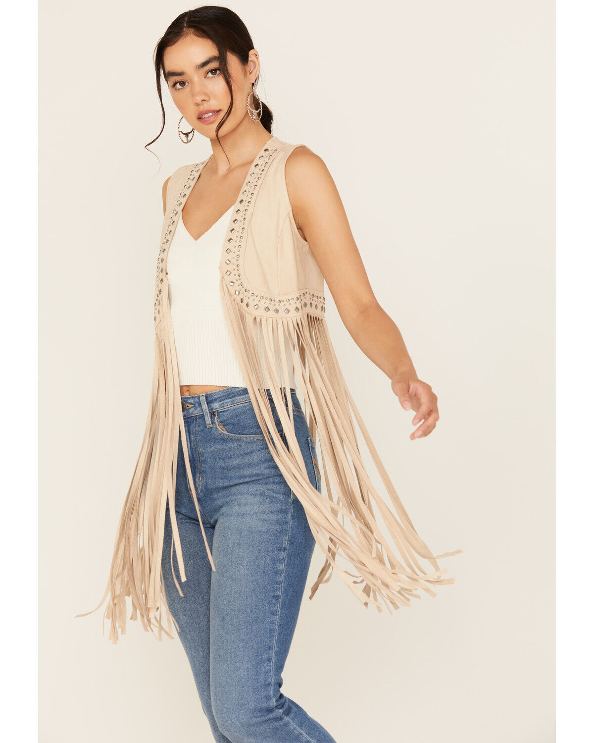Women's Idyllwind Walnut Studded Fringe Faux Suede Vest