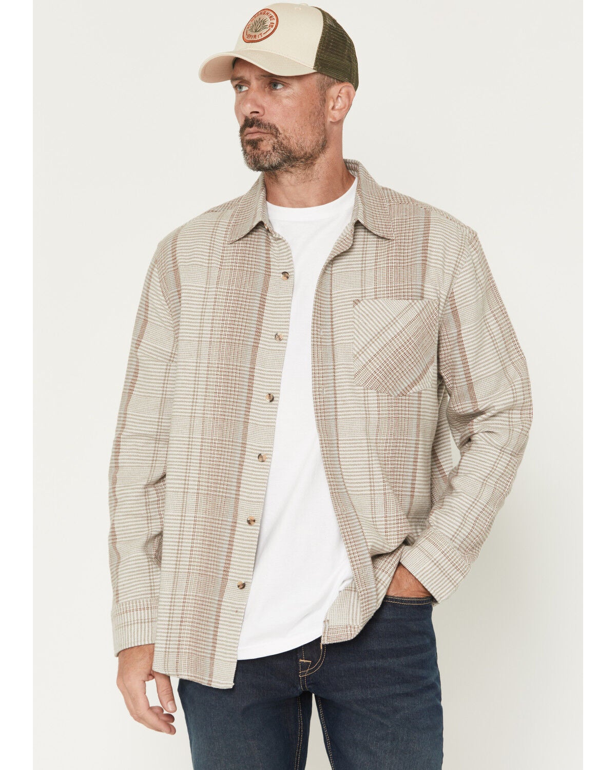 Men's Dakota Grizzly Dexter Plaid Print Long Sleeve Button-Down Flanne