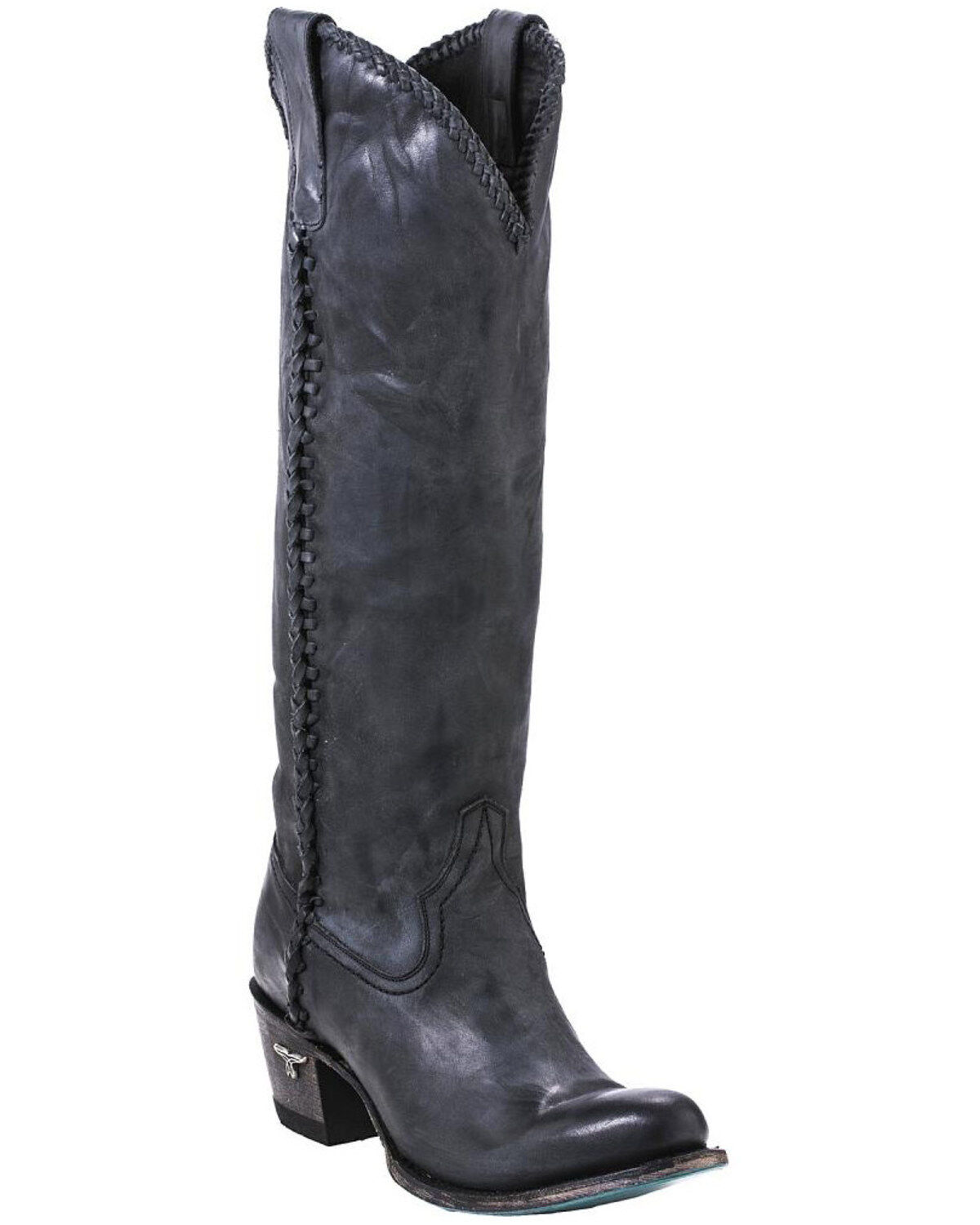Women's Lane Plain Jane Charcoal Tall Western Boots - Round Toe