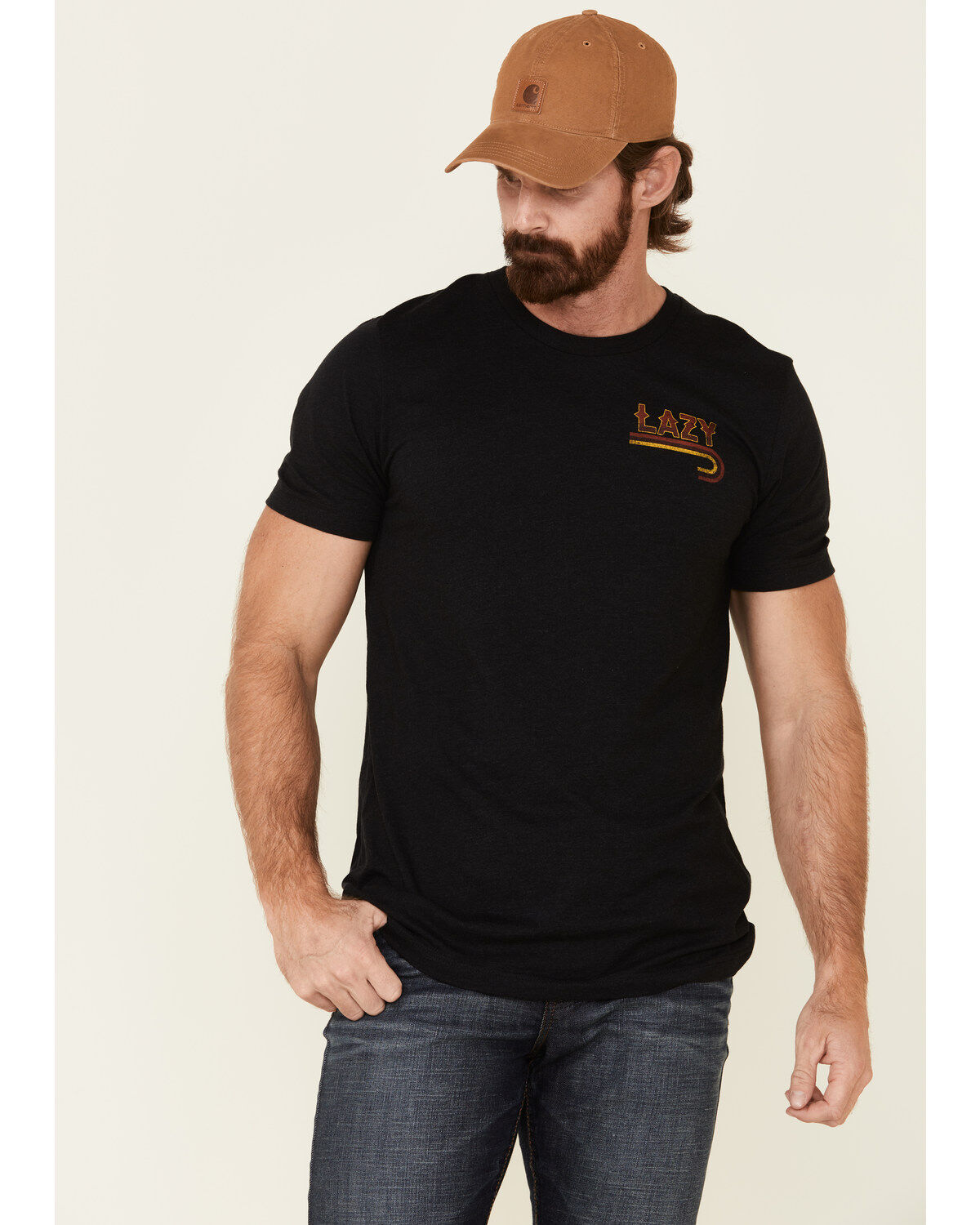 Men's Lazy J Ranch Wear Black Fire J Ranch Logo Graphic T-Shirt