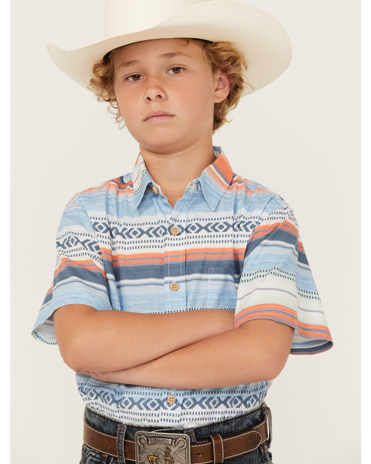 Boys' GROM Mesa Striped Short Sleeve Button Down Shirt