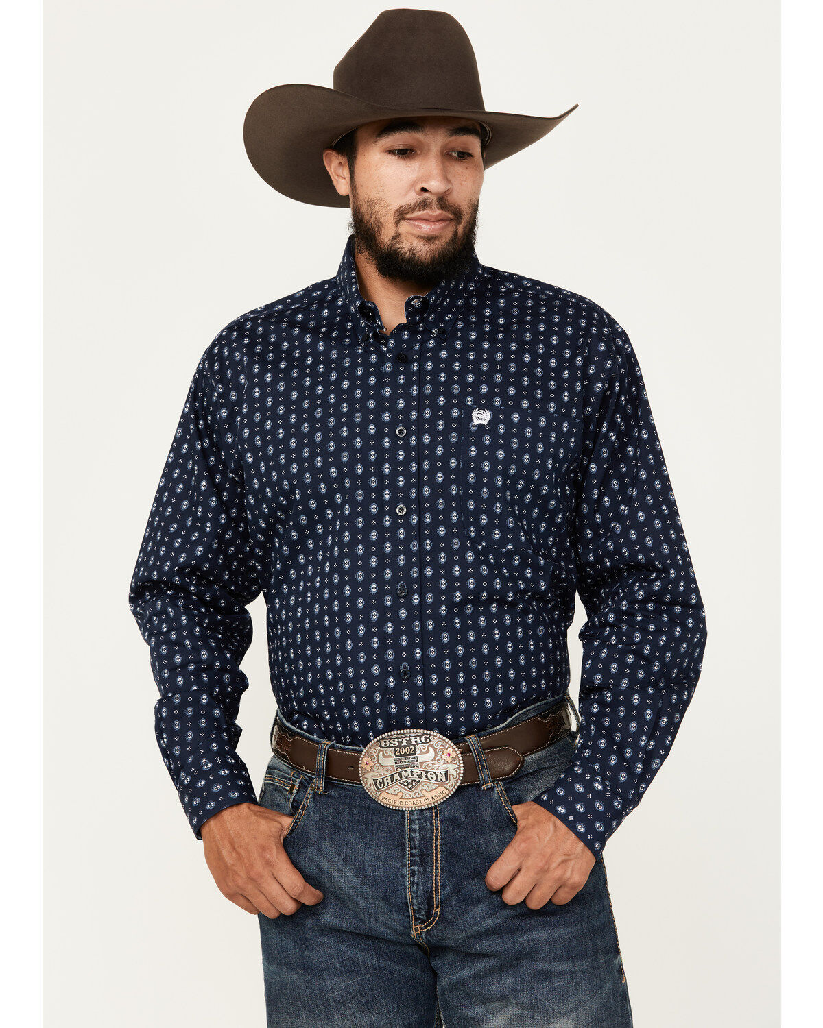 Men's Cinch Geo Print Long Sleeve Button-Down Western Shirt