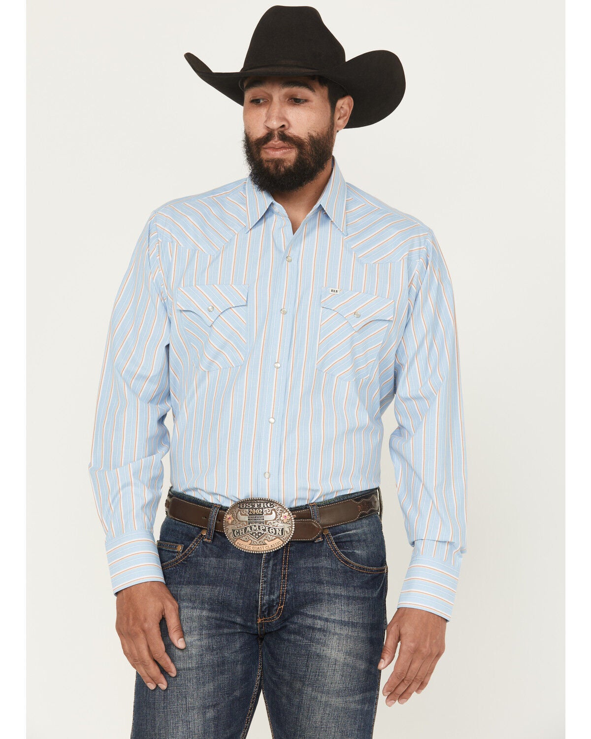 Men's Ely Walker Striped Print Long Sleeve Snap Western Shirt