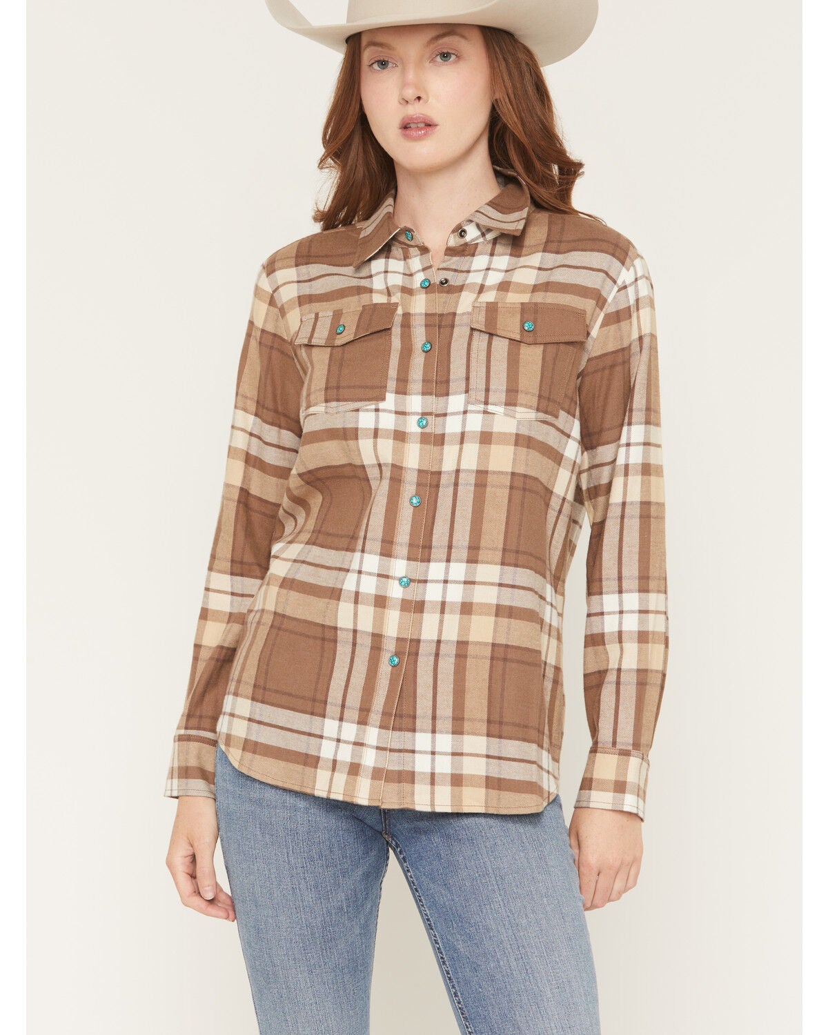 Women's Shyanne Elysprings Plaid Print Long Sleeve Snap Flannel Shirt