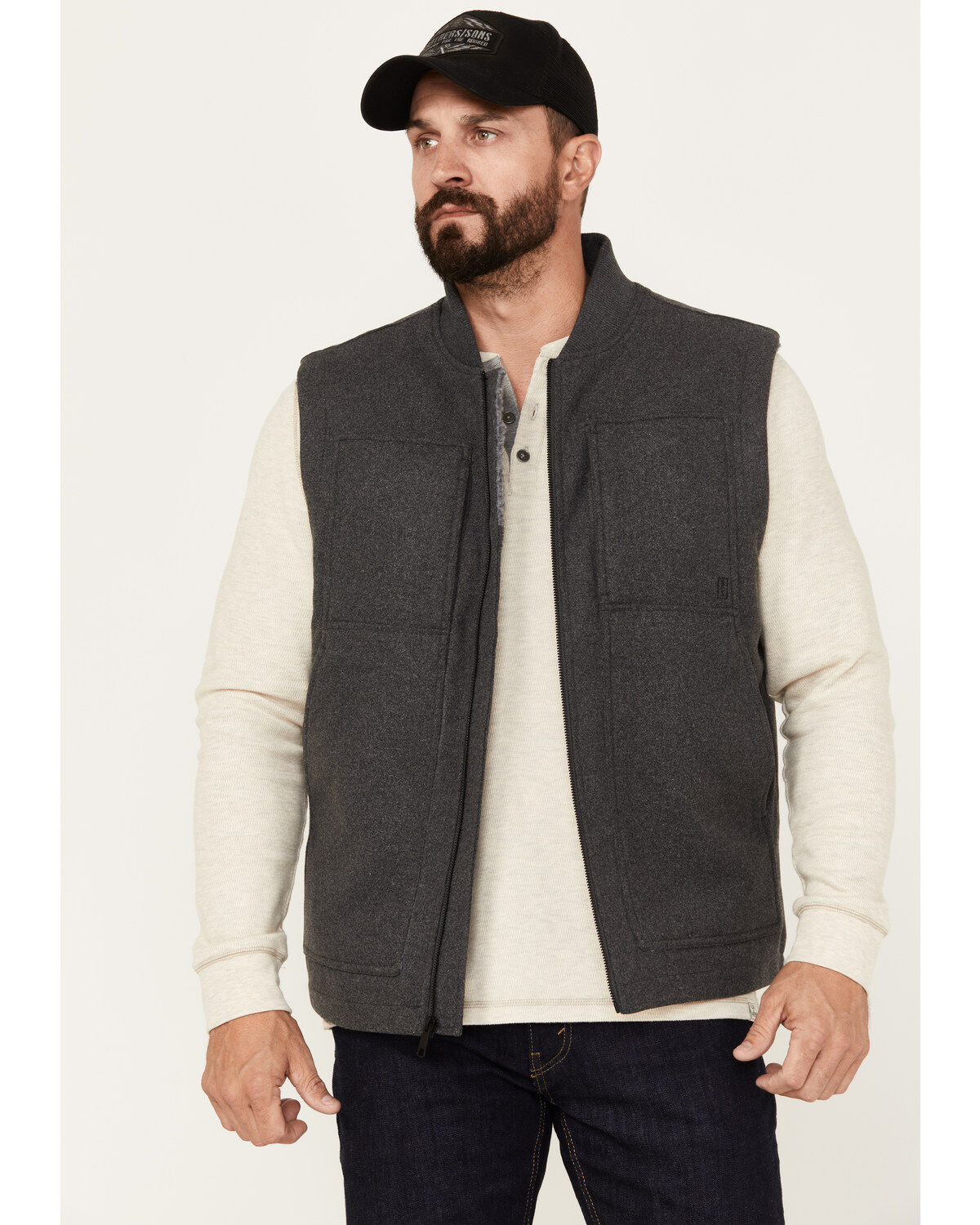 Men's Brothers and Sons Buffalo Check Wool Zip Vest