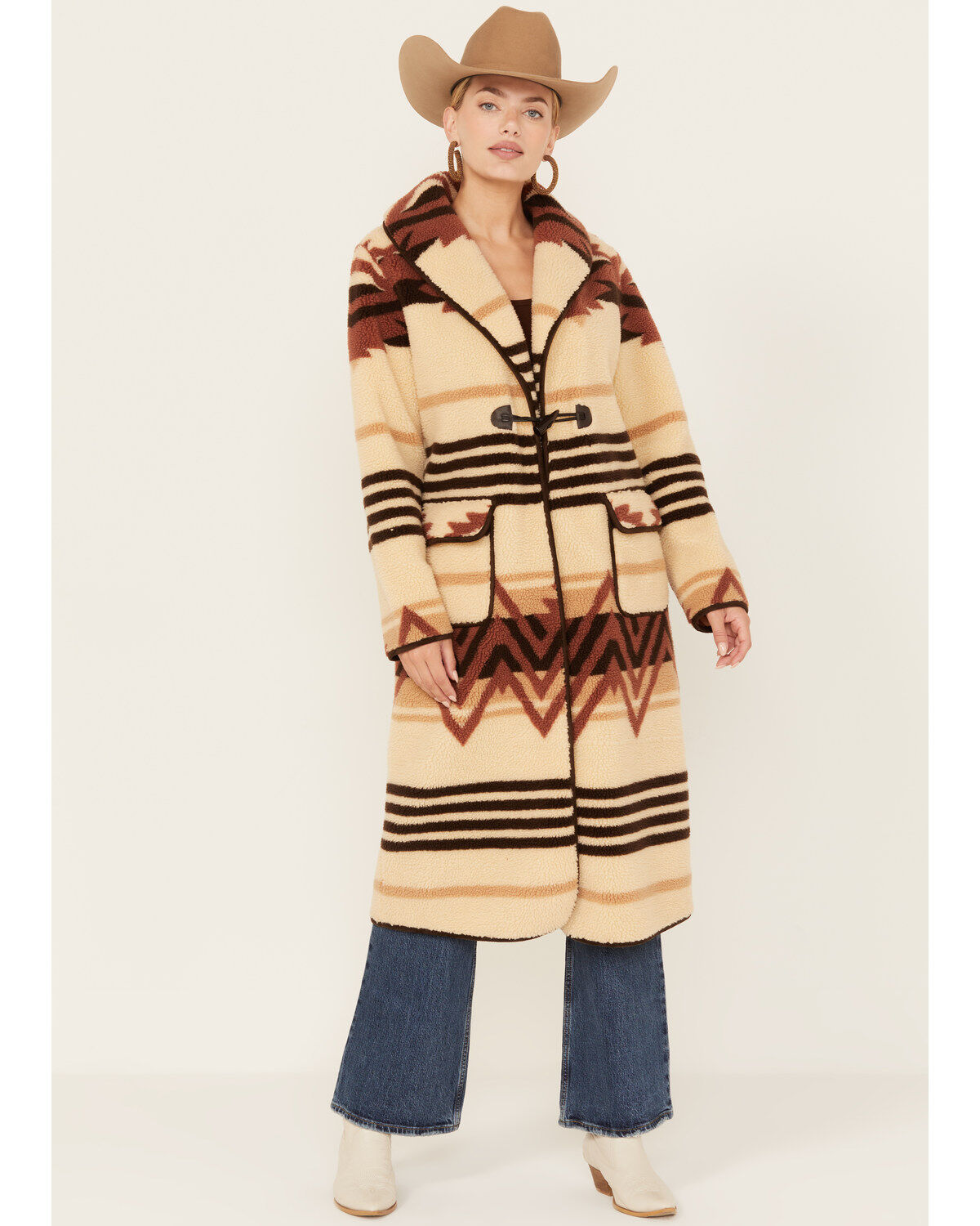 Women's Tasha Polizzi Enchanted Southwestern Print Sherpa Blanket Coat