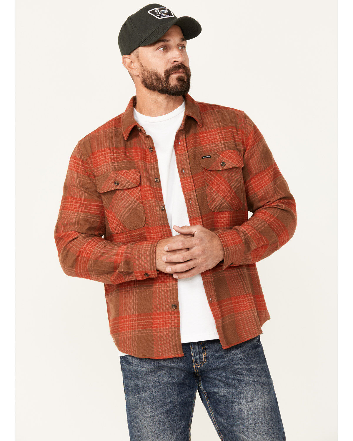 Men's Brixton Bowery Plaid Print Long Sleeve Button-Down Flannel Shirt