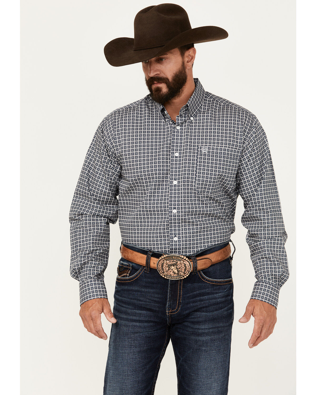 Men's Cinch Geo Print Long Sleeve Button-Down Western Shirt