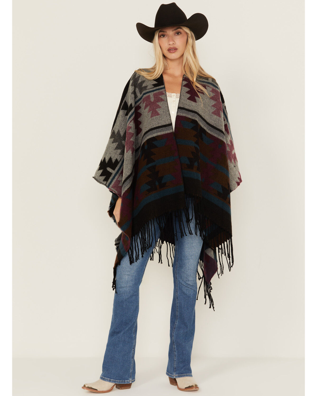 Women's Shyanne Southwestern Print Fringe Blanket Shawl