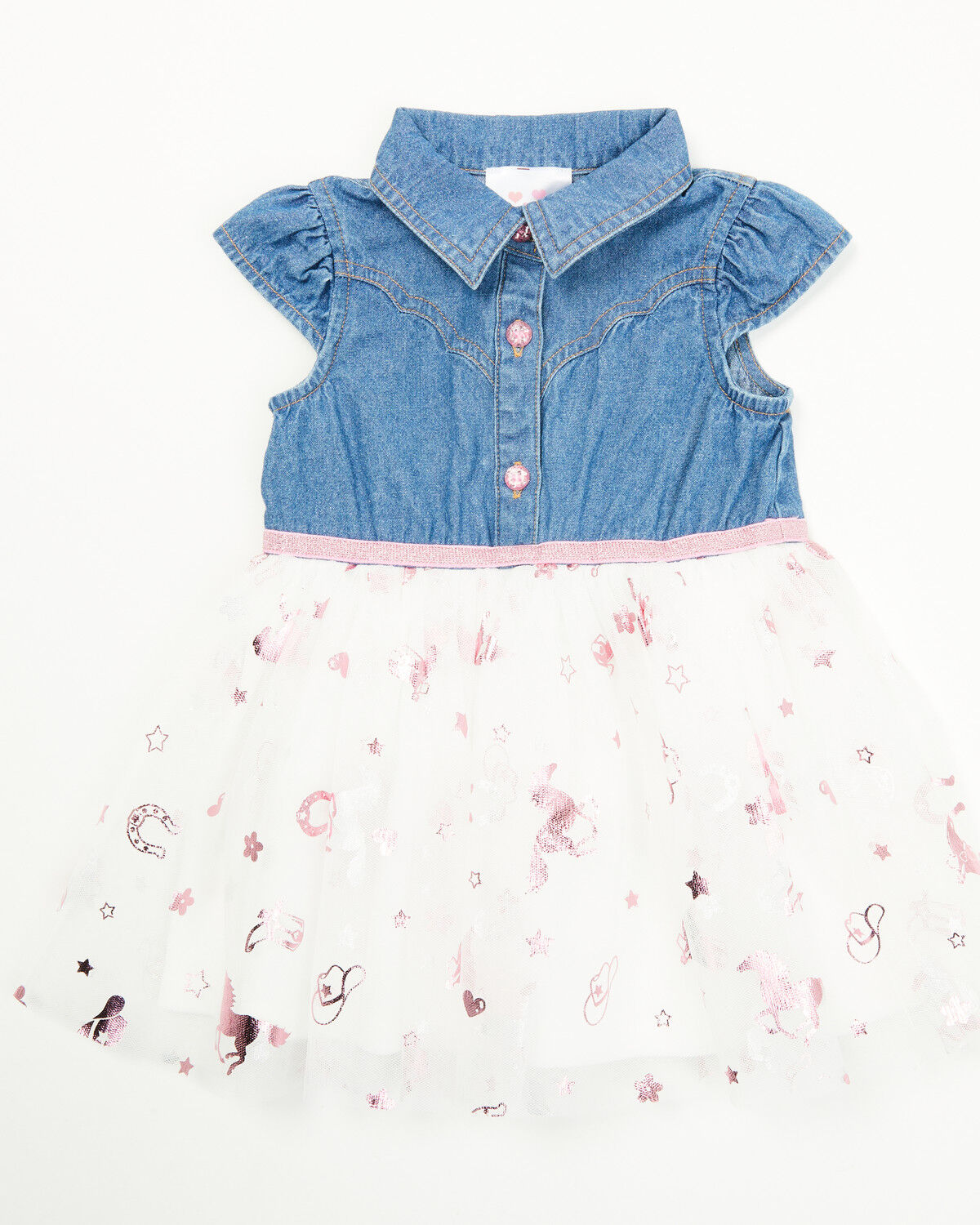 Girls' Sugar California Infant Denim Western Yoke Rodeo Tutu Dress