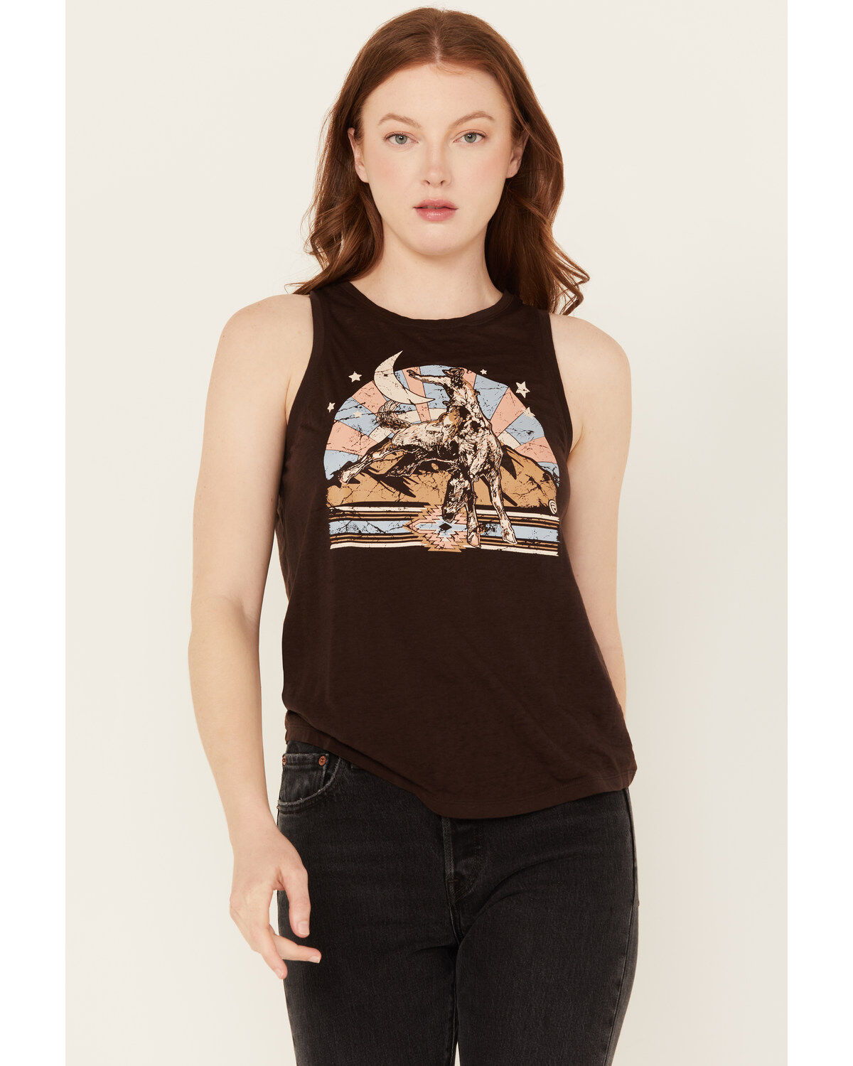 Women's Rock & Roll Denim Bronco Graphic Sleeveless Tank
