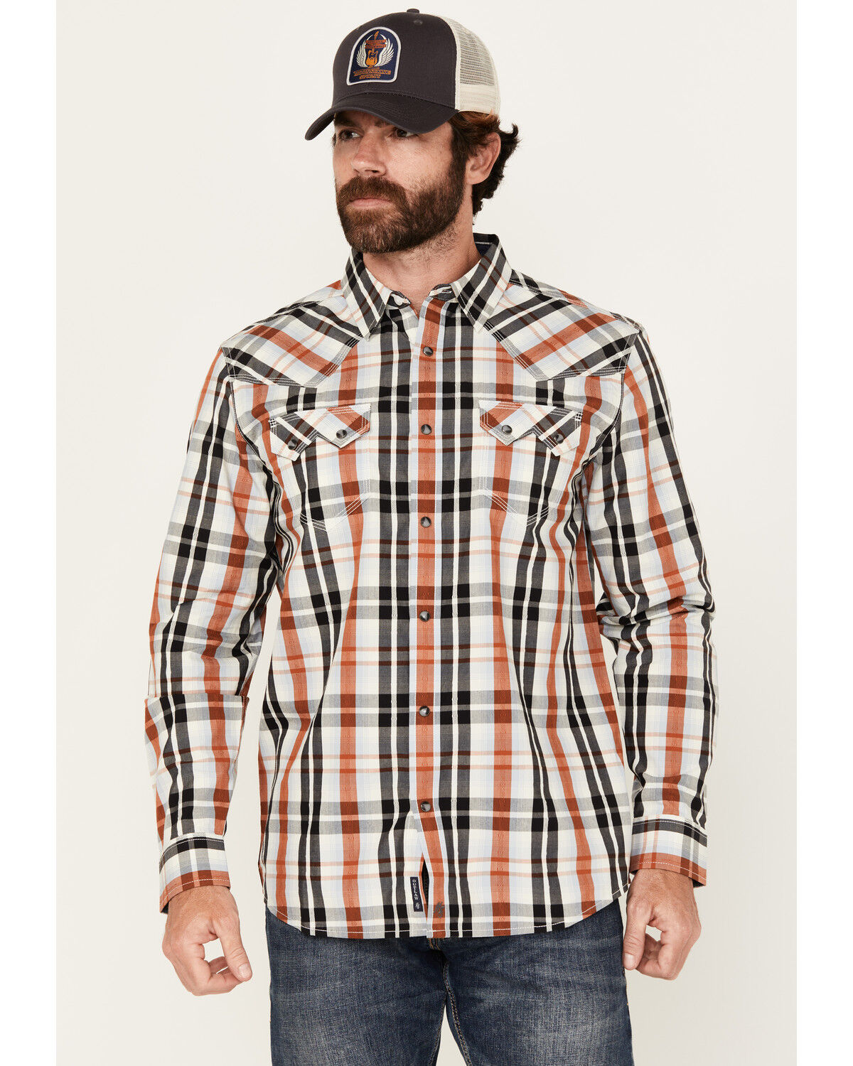 Men's Moonshine Spirit Fightin Plaid Print Long Sleeve Snap Western Sh