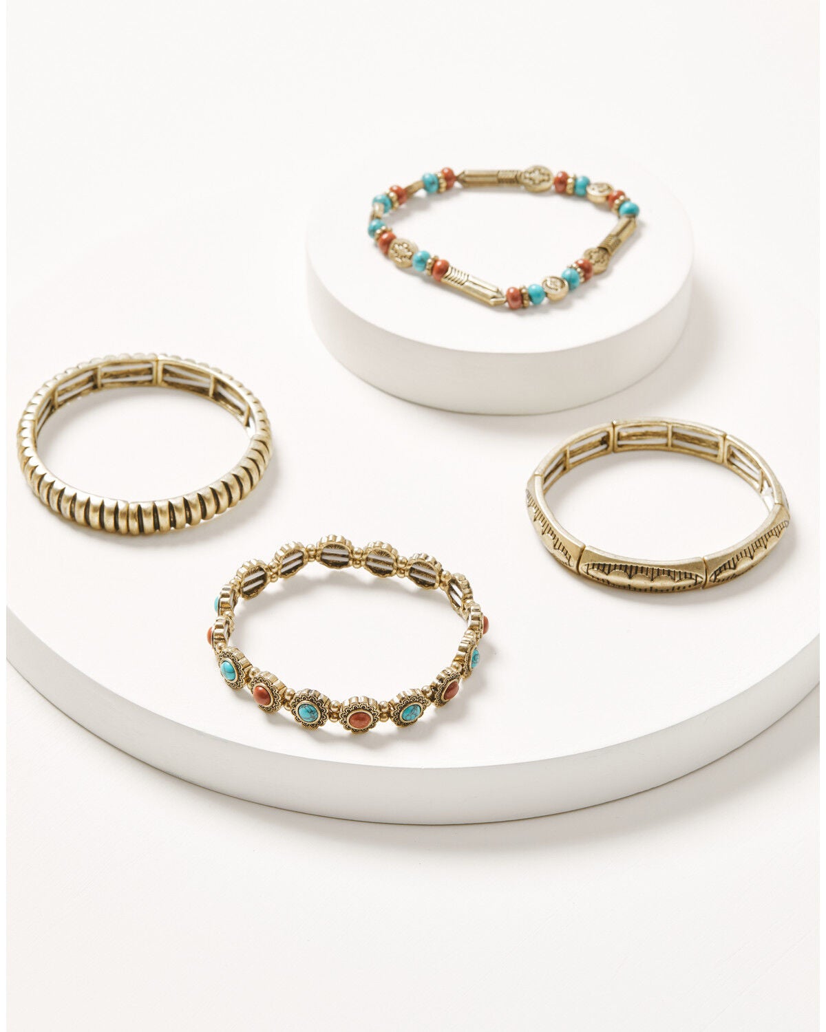 Women's Shyanne Golden Skyland Multi Stone Stretch Bracelet Set - 4 Pi