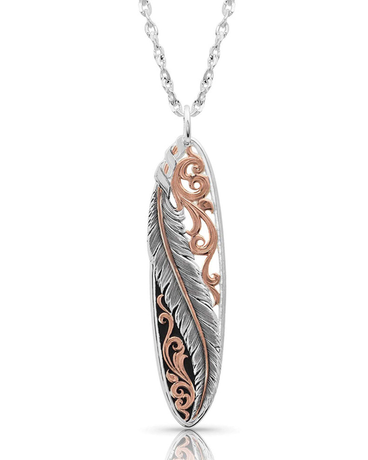 Women's Montana Silversmiths Wind Dancer Pierced Feather Oval Necklace
