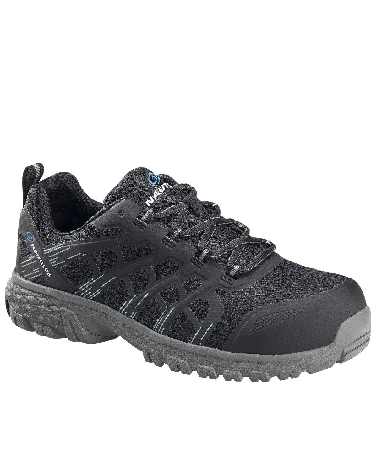 Men's Nautilus Black Stratus Slip-Resisting Work Shoes - Composite Toe