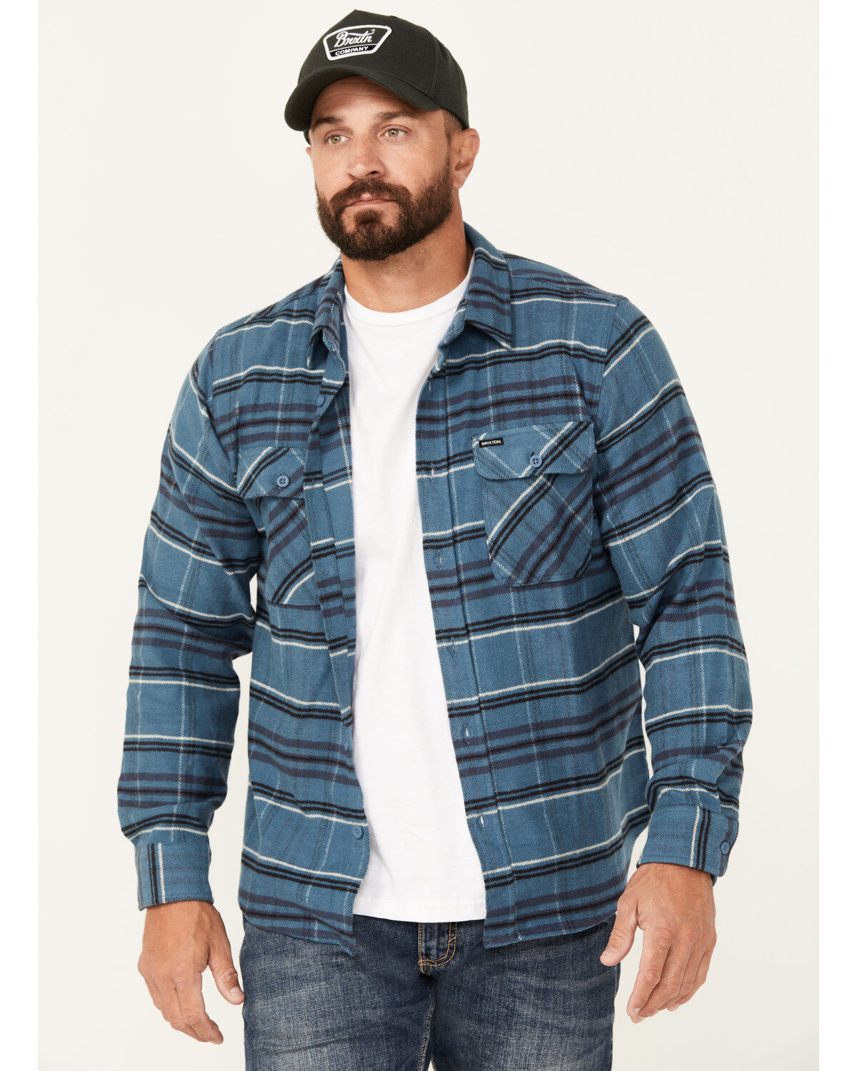 Men's Brixton Bowery Plaid Print Long Sleeve Button-Down Stretch Flann