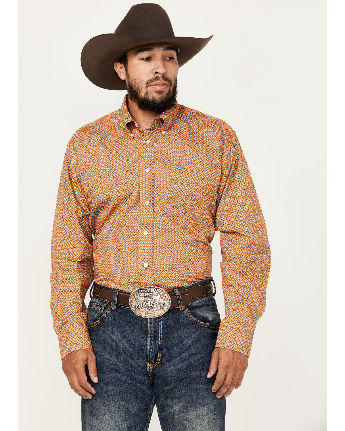 Men's Cinch Geo Print Long Sleeve Button-Down Western Shirt