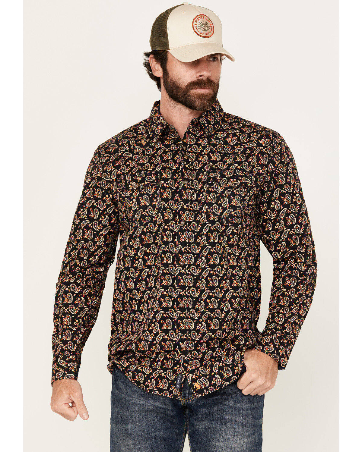 Men's Moonshine Spirit Freedom Paisley Print Long Sleeve Snap Western