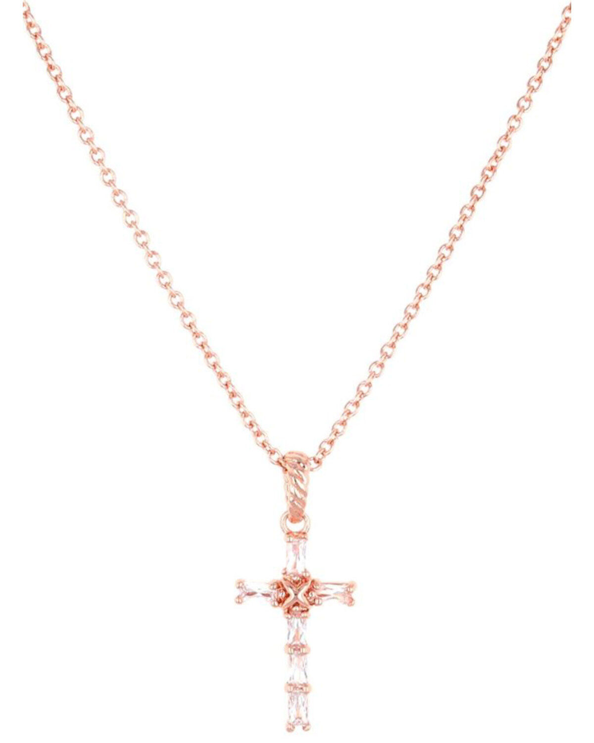 Women's Montana Silversmiths Entwined Rose Gold Brilliant Cross Neckla