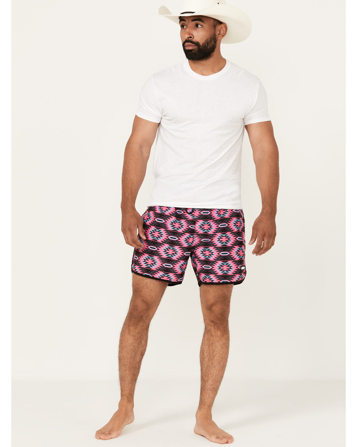 Men's Rock & Roll Denim Southwestern Print Stretch Volley Shorts