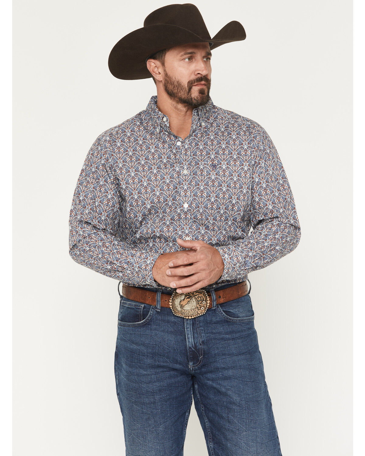 Men's Ariat Tegan Floral Print Long Sleeve Button-Down Western Shirt