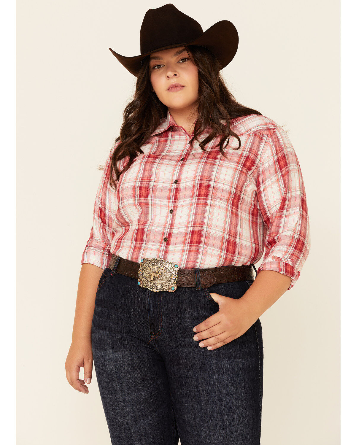 Women's Ariat Billie Jean Plaid Long Sleeve Western Core Shirt - Plus