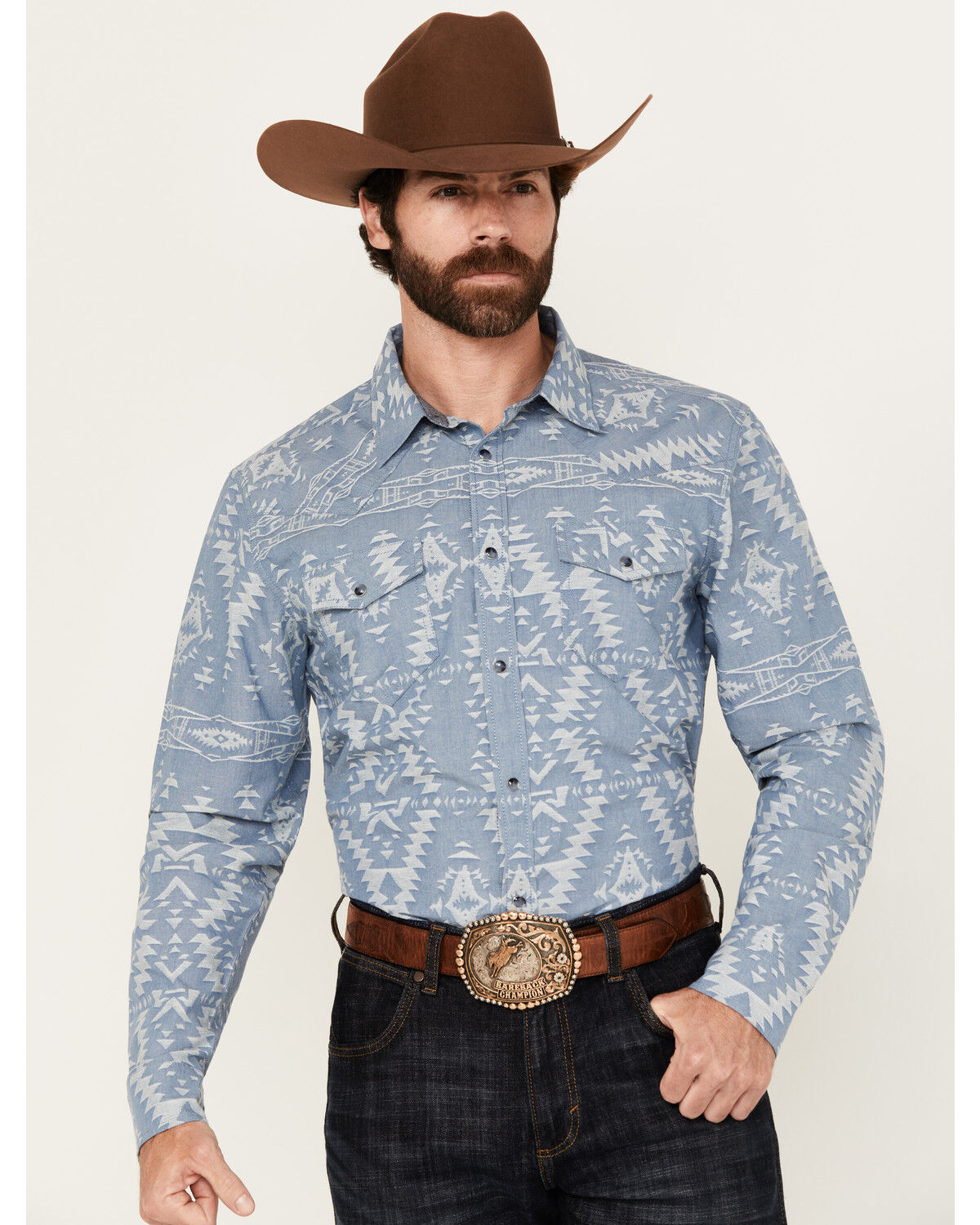 Men's Cody James Badlands Southwestern Print Long Sleeve Snap Western
