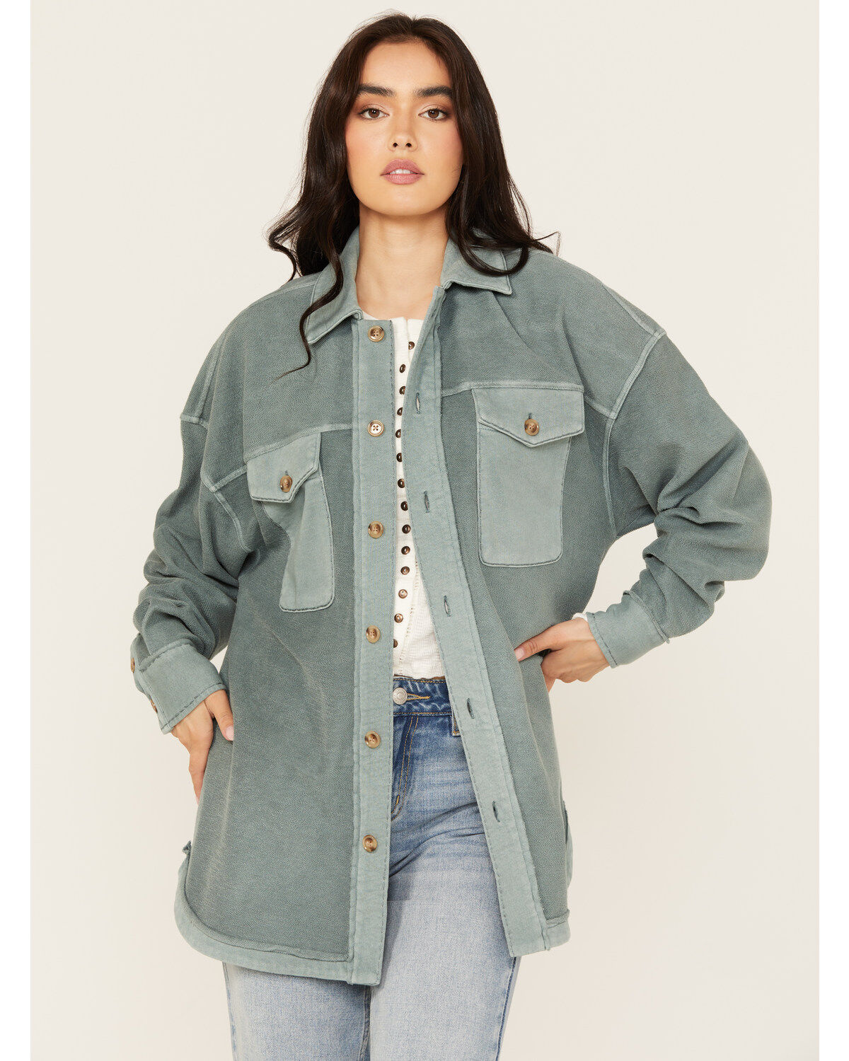 Women's Cleo + Wolf Oversized French Terry Shacket