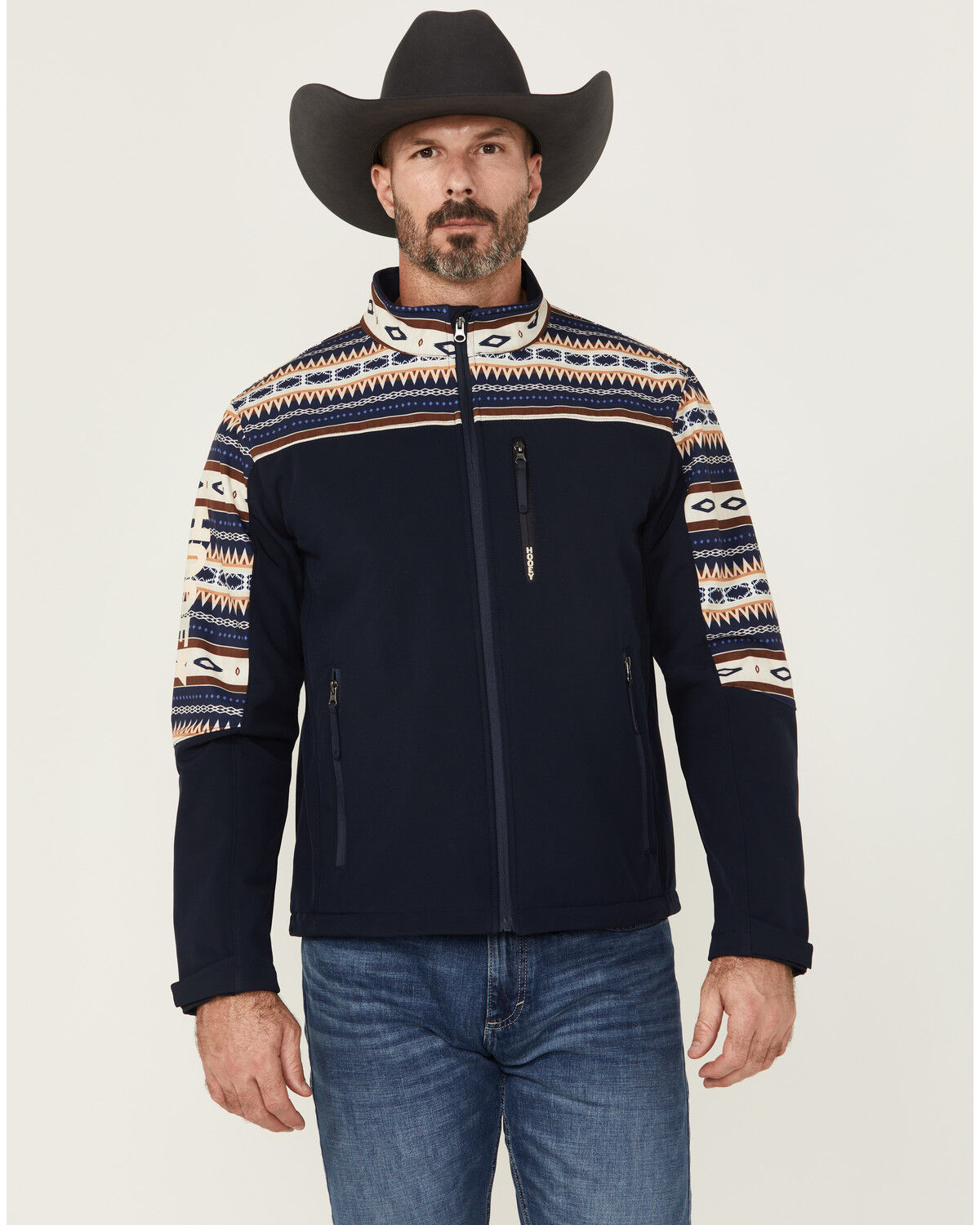 Men's Hooey Southwestern Print Color Block Softshell Jacket