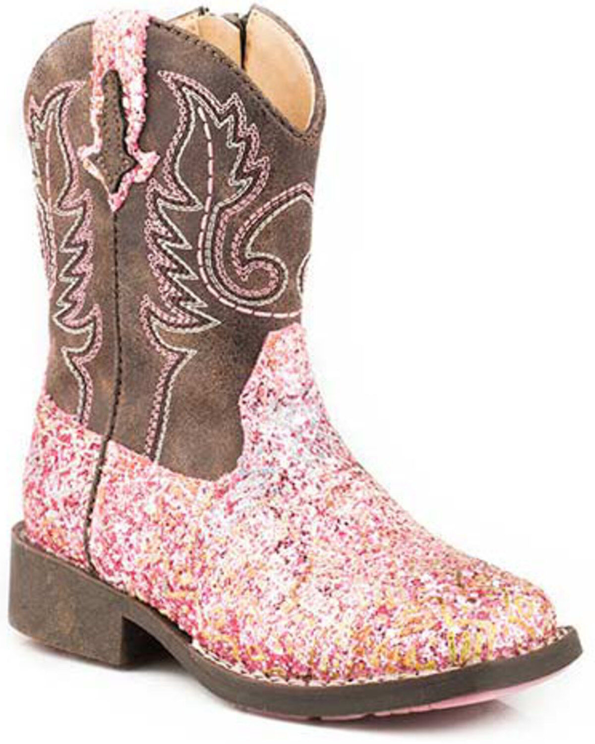 Girls' Roper Toddler Glitter Southwest Western Boots - Square Toe