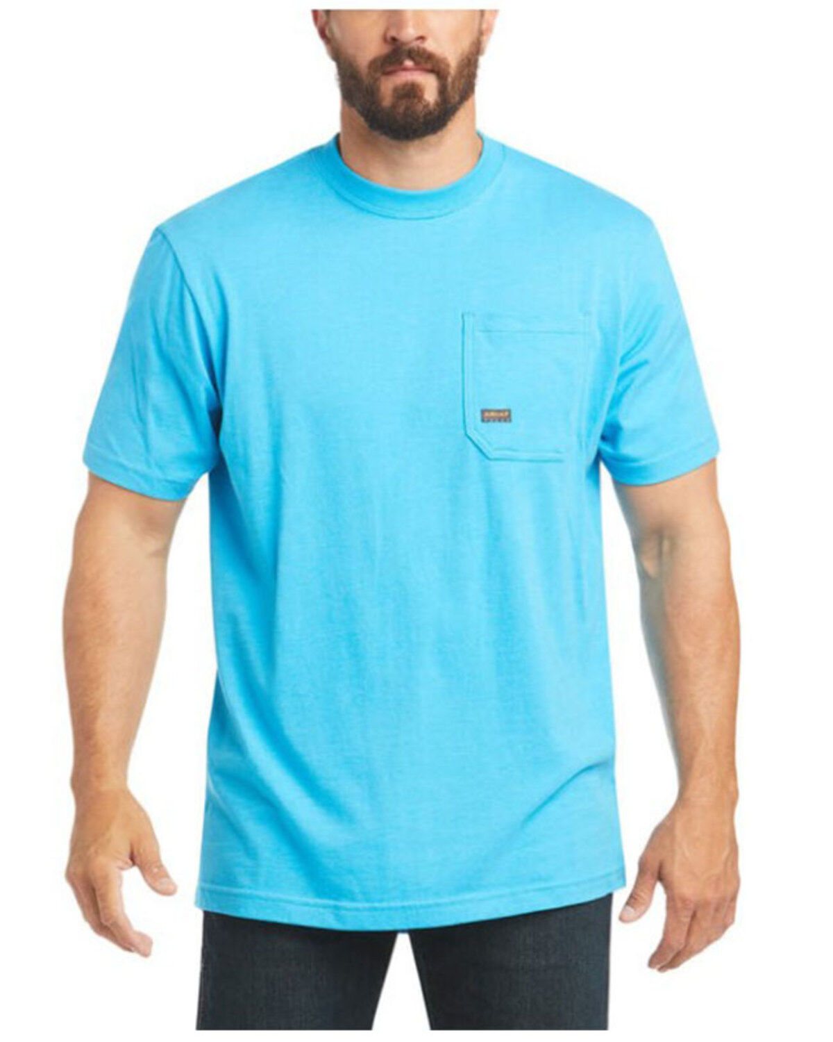 Men's Ariat Heather Turquoise Rebar Cotton Strong American Raptor Grap