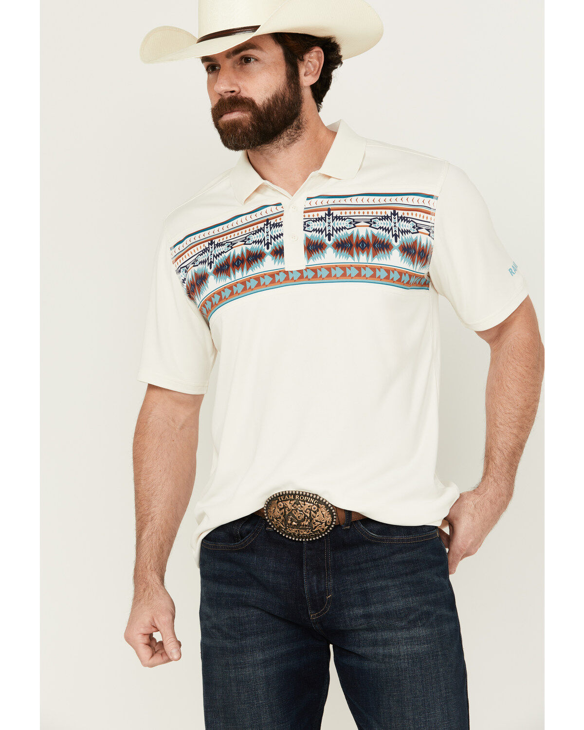 Men's RANK 45 Knao Border Print Short Sleeve Polo Shirt