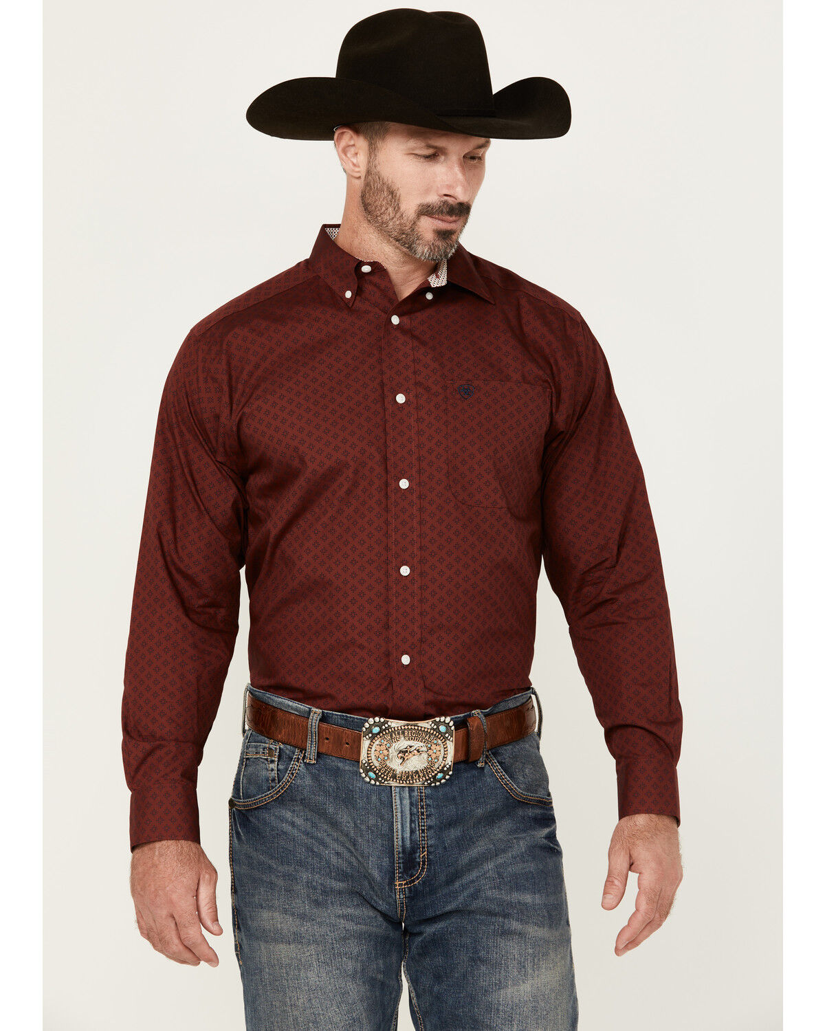 Men's Ariat Isaac Wrinkle Free Medallion Print Long Sleeve Button-Down