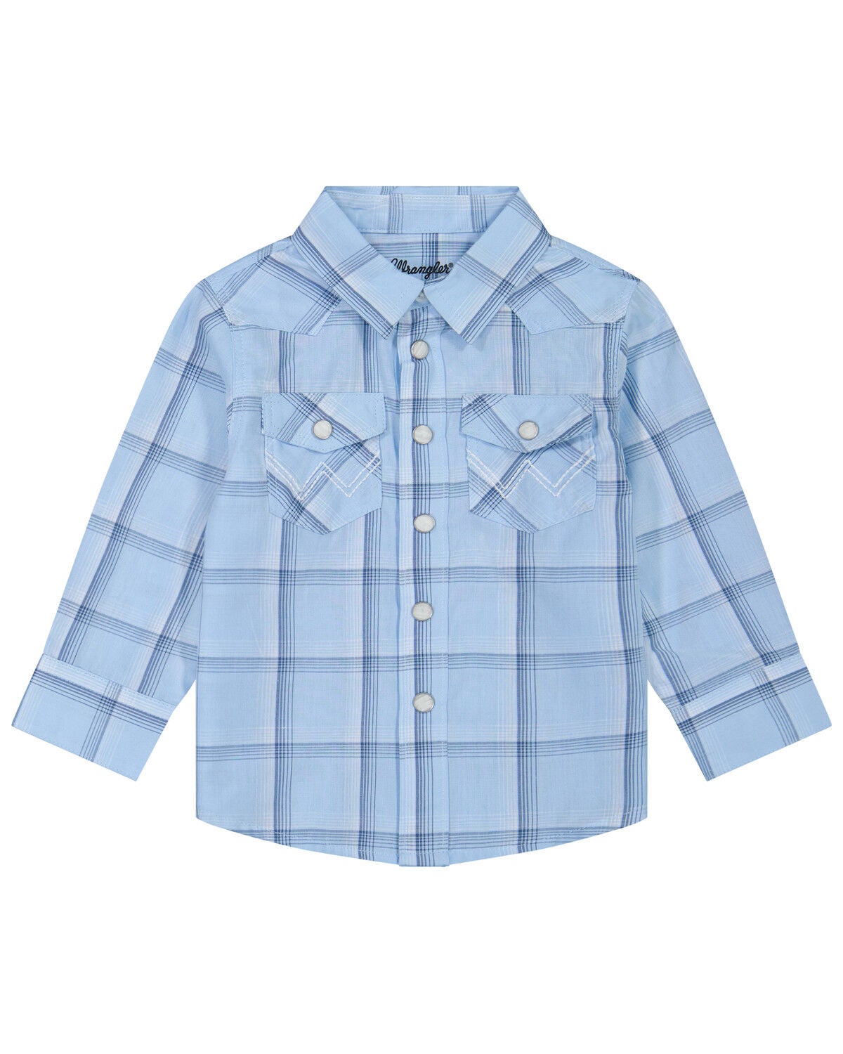 Boys' Wrangler Infant Plaid Print Long Sleeve Snap Western Shirt
